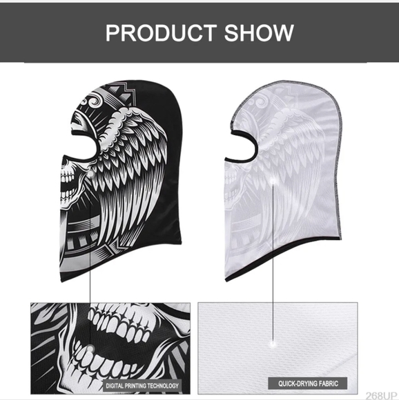 Tactical Skull Ghost Printed Full Face Mask Balaclava Halloween Ski Motorcycle - Picture 5 of 6